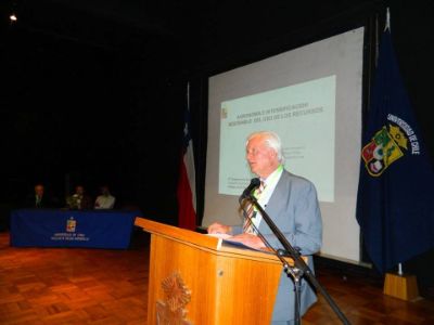 El Presidente de la Sociedad Agronómica de Chile (SACH), Sr. Horst Berger, en su discurso de apertura.