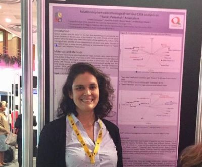 Investigadora Loreto Contador y su trabajo "Relationship between rheological test and CATA analysis on "Sweet Pekeetah" Asian plum".