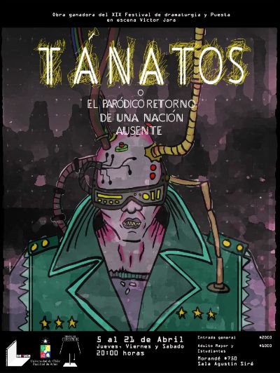 Desde el 5 al 21 de abril se presentará en la Sala Agustín Siré la obra "Tánatos", ganadora de "Mejor Puesta en Escena" y "mejor actor" del XIX Festival de Dramaturgia y Puesta en Escena Víctor Jara.