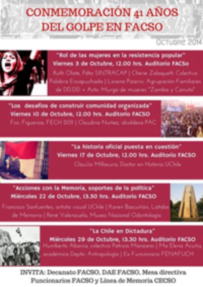 Afiche Conmemoración de los 41 años del Golpe de Estado en Chile.