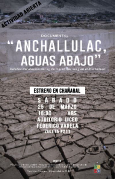 Junto con el estreno del documental se realizarán una serie de actividades con la comunidad de Chañaral. 