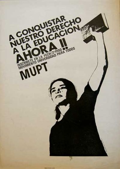 Afiche político utilizado durante las movilizaciones estudiantiles chilenas.