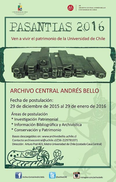 Convocatoria para pasantías en el Archivo Central Andrés Bello