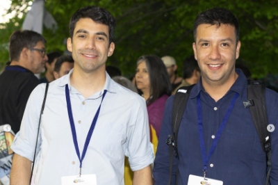 Los investigadores del Programa Riesgo Sísmico (PRS), Leoncio Cabrera y Rogelio Torres.