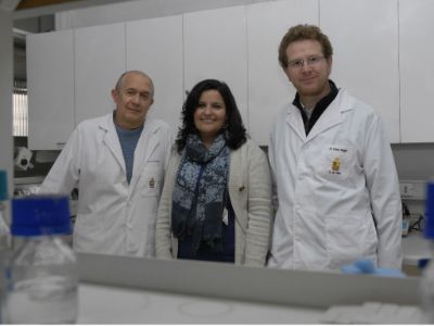 El doctor Martín Gotteland junto a los doctores Paola Navarrete, del Inta, y Fabien Magne, del Programa de Microbiología del ICBM, coautores del estudio.  