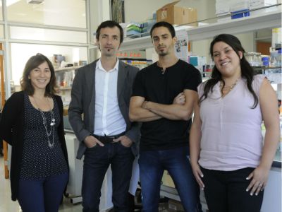 Doctores Claudia Durán, Claudio Hetz, Cabral y Felipe Gabriela Martínez, algunos de los integrantes del laboratorio de Control Proteostático y Biomedicina