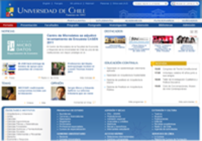 Portal web institucional de la Universidad de Chile.