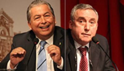 Los candidatos a Rectoría 2014-2018 Raúl Morales y Ennio Vivaldi