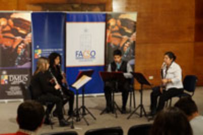 El cuarteto de clarinetes integrado por Milene Vinot, Felipe Jofré, Colina Oyarzo y Daniela Sepúlveda, de la cátedra del profesor Rubén González.