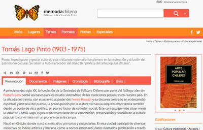 El portal Memoria Chilena cuenta con un mini sitio dedicado a Tomás Lago, fundador del Museo de Arte Popular. 