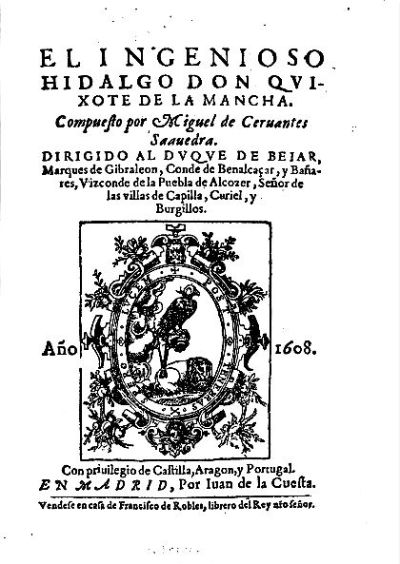 Edición de 1608 de El Quijote de la Mancha.