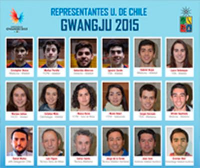 Los 18 representantes de la Universidad de Chile como parte de la delegación chilena.