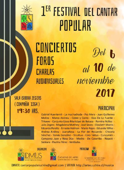 Más de cien músicos serán parte del Primer Festival del Cantar Popular, que se realizará entre el 6 y el 10 de noviembre.