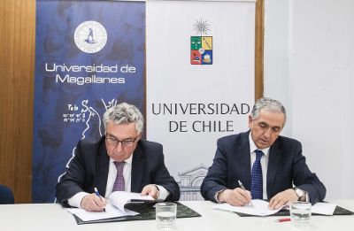 La U. de Chile y la U. de Magallanes firmaron un acuerdo que fortalecerá proyectos de colaboración académica y de investigación.