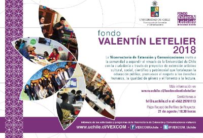 El Fondo Concursable Valentín Letelier 2018 entrega a cinco iniciativas un monto máximo de diez millones de pesos cada una.