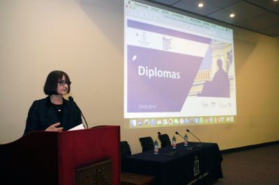 La vicerrectora de Asuntos Académicos, Rosa Devés, valoró el carácter colaborativo de la experiencia y el enfoque SoLT desde el que fueron construidos los diplomados de FES-UChile.
