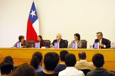 La senadora Yasna Provoste; Rodrigo Palma, director del Centro de Investigación en Energía Solar; Verónica Figueroa, académica de INAP; y el ex ministro Máximo Pacheco participaron del conversatorio.