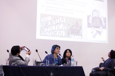 Katherine Leyton, de la Secretaria de Extensión y Trabajos Voluntarios de la Federación de Estudiantes de la Universidad de Chile (FECH).