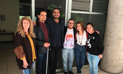 Luis Vera Fuente-Alba, Encargado de la Unidad de Apoyo a Estudiantes con Discapacidad de la Oficina de Equidad e Inclusión, junto al senador universitario Patricio Bustamante