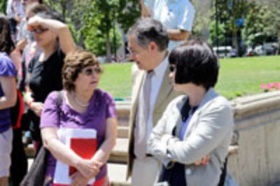 A la manifestación llegaron académicos y académicas de la U. de Chile. 