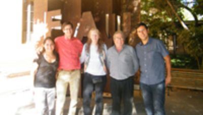 Don Mitchell junto a los académicos Daniel Opazo y Beatriz Bustos y los invitados Lake Sagaris y Pedro Davis. 