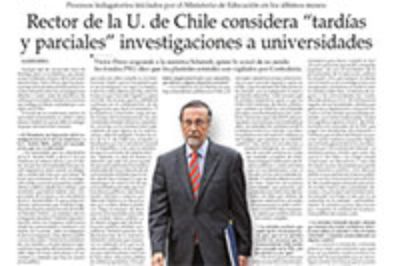 Entrevista del Rector Víctor Pérez Vera en el diario El Mercurio el jueves 20 de febrero de 2014.
