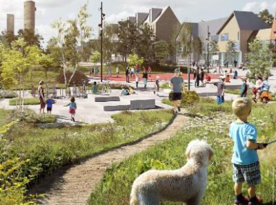 Ciudad de economía circular: Aprovechando el uso de recursos sustentables y la reutilización de elementos de construcción en Oslo, Noruega, se crea un proyecto de área residencial.