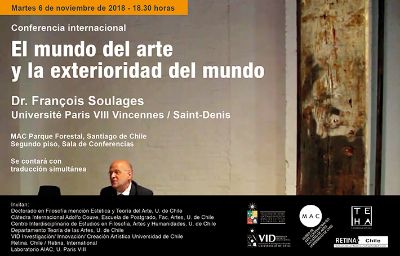 El 6 de noviembre François Soulages ofrecerá la conferencia "El mundo del arte y la exterioridad del mundo".