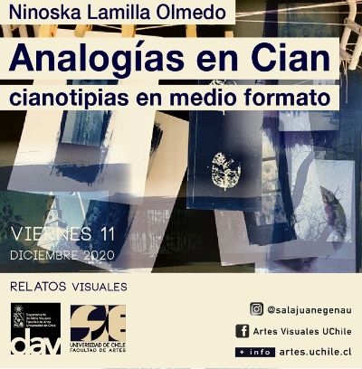 SJE Virtual: "Analogías en Cian, cianotipias en medio formato" de Ninoska Lamilla Olmedo
