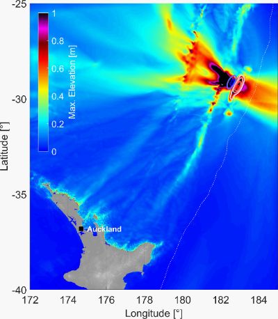 Figura 03: Máximas amplitudes cerca de Nueva Zelanda
