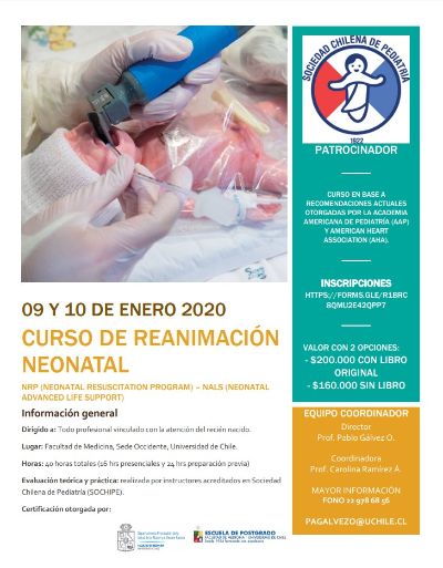 Afiche Curso "Programa de Reanimación Neonatal (PRN) o Neonatal Advanced Life Support (NALS)"