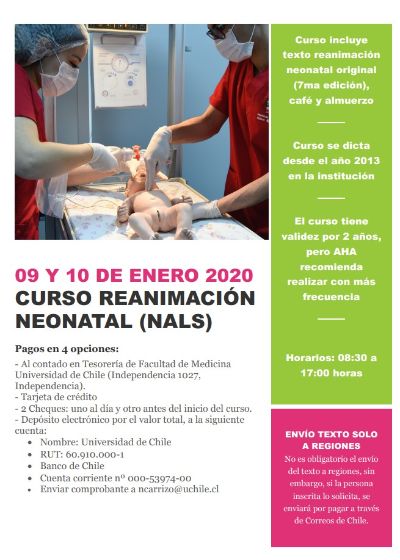 Afiche Curso "Programa de Reanimación Neonatal (PRN) o Neonatal Advanced Life Support (NALS)"
