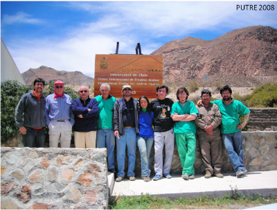 Con el equipo de investigadores del Incas, en Putre, el año 2008