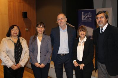 Directora ESP Dra Verónica Iglesias, Decano FACSO Prof. Dr. Roberto Aceituno e invitadas nacionales e internacionales