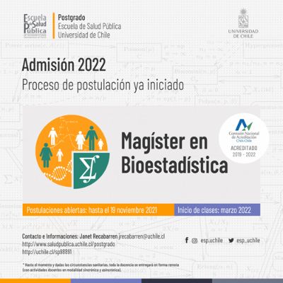 El Programa en Bioestadística se encuentra en proceso de revisión de pares. Hoy se encuentra acreditado hasta octubre de 2022.