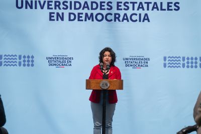 "Los estatutos que hoy celebramos fueron construidos bajo los mismos principios que promueven: democracia y participación", destacó la presidenta de la FECH, Catalina Lufín.