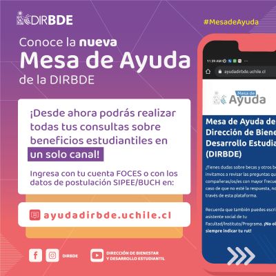 ¡Nueva Mesa de Ayuda DIRDE! en www.ayudadirbde.uchile.cl