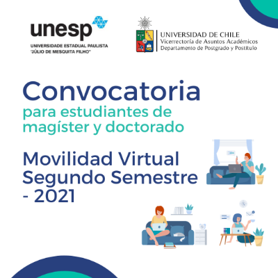 Convocatoria para estudiantes de magíster y doctorado Movilidad Virtual Segundo Semestre 2021 en la  Unesp (Brasil)