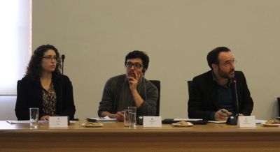 Presentación de Pablo Duarte, Secretario Ejecutivo; Paula Callejas, abogada; y Felipe Matus, analista del CEv