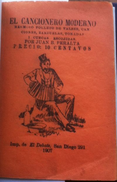 "El Cancionero Moderno" de Juan Bautista Peralta es uno de los documentos que se analizan en el primer capítulo de "Contracampos".