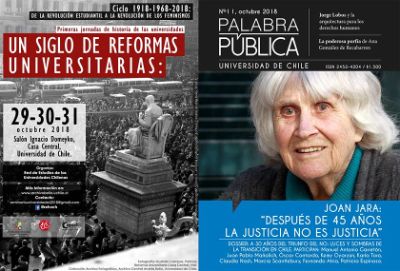 Nueva edición de la Revista Palabra Pública dedicada a las deudas en justicia y derechos humanos. En portada Joan Jara en entrevista con la vicerrectora y periodista Faride Zeran.
