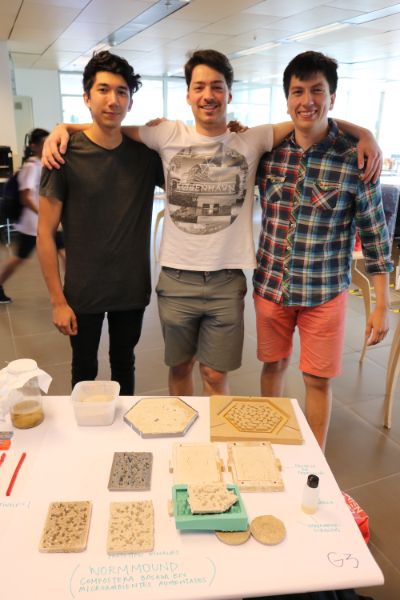 Los estudiantes de quinto año de ingeniería mecánica Carlos Klein, José Gutiérrez y Cristian Herrera, ganaron con Worm Mound.