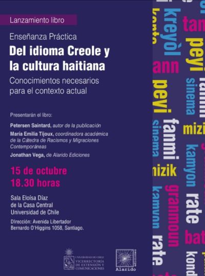 El libro será lanzado en la Universidad de Chile el próximo martes 15 de octubre como parte de las actividades de la Cátedra de Racismos y Migraciones Contemporáneas.