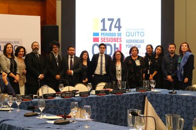 Delegación de la Universidad de Chile, compuesta por la Defensoría Jurídica y la Cátedra de DD.HH., junto a representantes de organizaciones de la civil y otras instituciones.