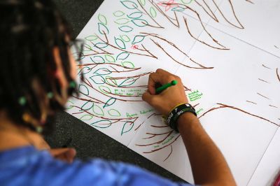 En el taller de niños, niñas y adolescente, este grupo compartió sus reflexiones e inquietudes y las plasmaron en el "árbol de los sueños".