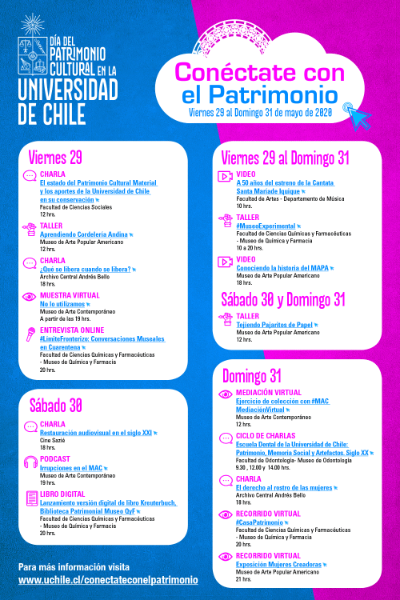 Exposiciones, charlas y talleres on line forman parte de la oferta de la U. de Chile en este Día del Patrimonio Cultural marcado por la pandemia.