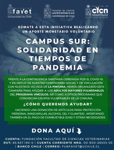 Ante el actual contexto de pandemia, la comunidad de estudiantes, funcionarios y profesores han querido realizar un apoyo a las y los vecinos de La Pintana. 