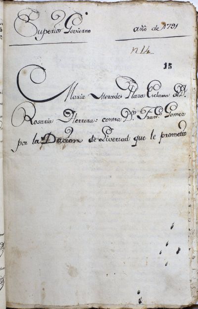 Imagen de la carta original de María Mercedes Plaza conservada por el Archivo Nacional