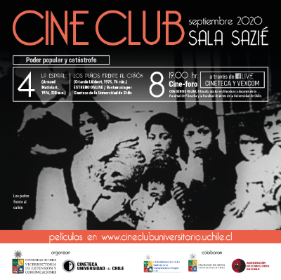 Afiche del nuevo foro del Cineclub Sala Sazié que se realizará el martes 8 a las 19 horas.
