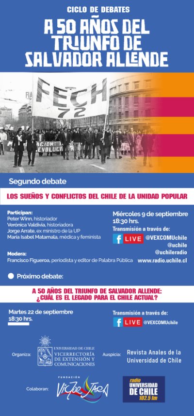 El 22 de septiembre a las 18.30 horas se realizará el tercer y último debate en este ciclo dedicado a los 50 años del triunfo de Salvador Allende.